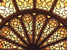 Photo: Detail of fanlight window at Peel Building, University of Salford
