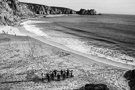 Life Begins At Lands End © Emilia Telese Circle of people congregating on the beach