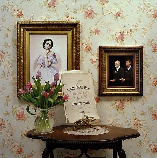 Framed images on wall